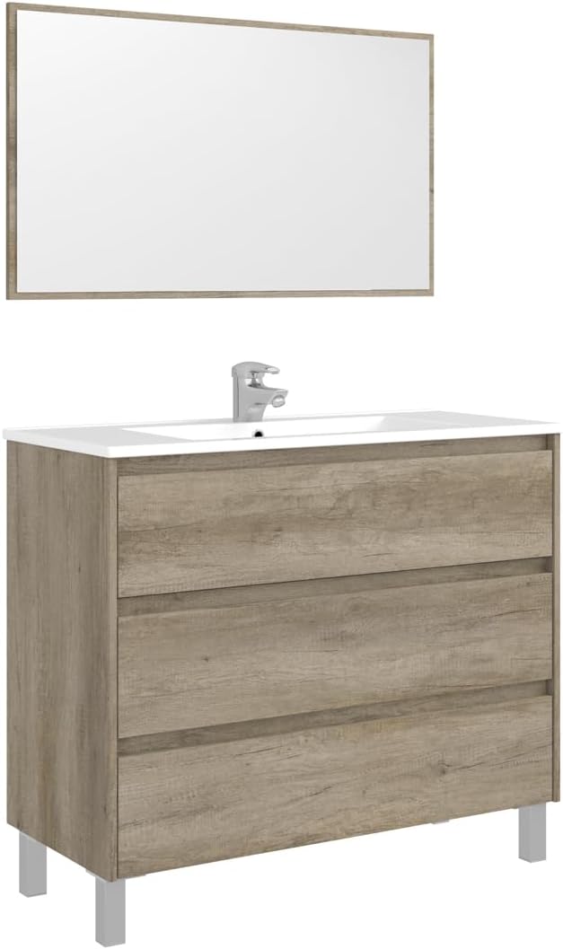 Mobile Bagno Dakota 100x45x86h con 3 Cassetti in Rovere Alaska