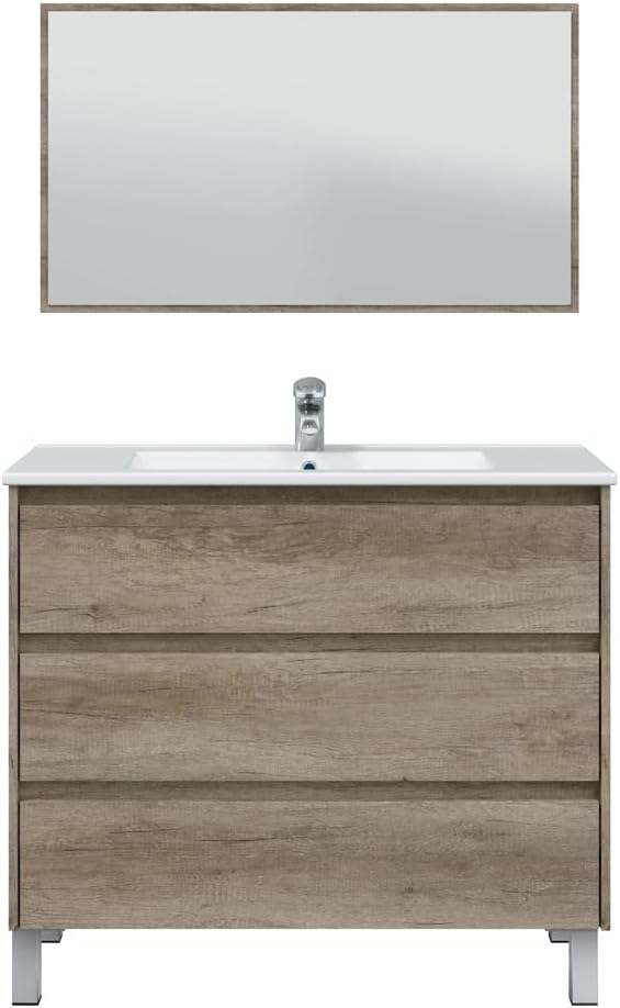 Mobile Bagno Dakota 100x45x86h con 3 Cassetti in Rovere Alaska