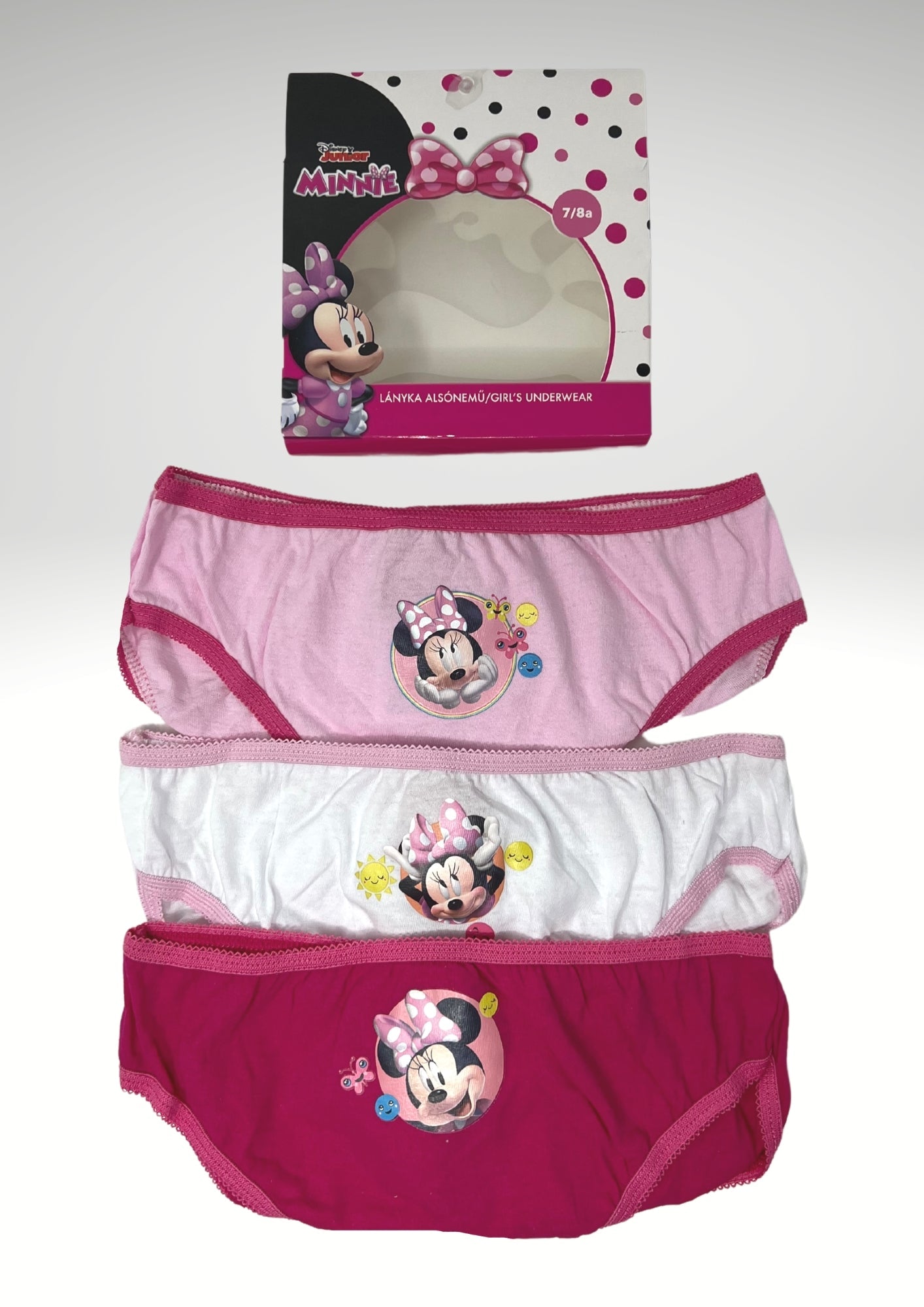 Cartoon Minnie Confezione Da 3 Slip Bimba 100% Cotone Stampe/colori Assortiti