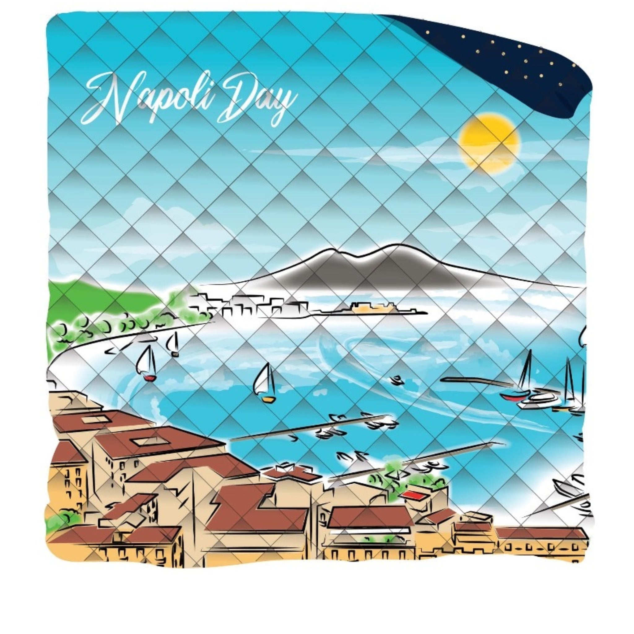 Trapunta 2 Posti Double Face Con Stampa (napoli Day & Night) Abbinabile Con Completo Lenzuola Art. Glonap0972