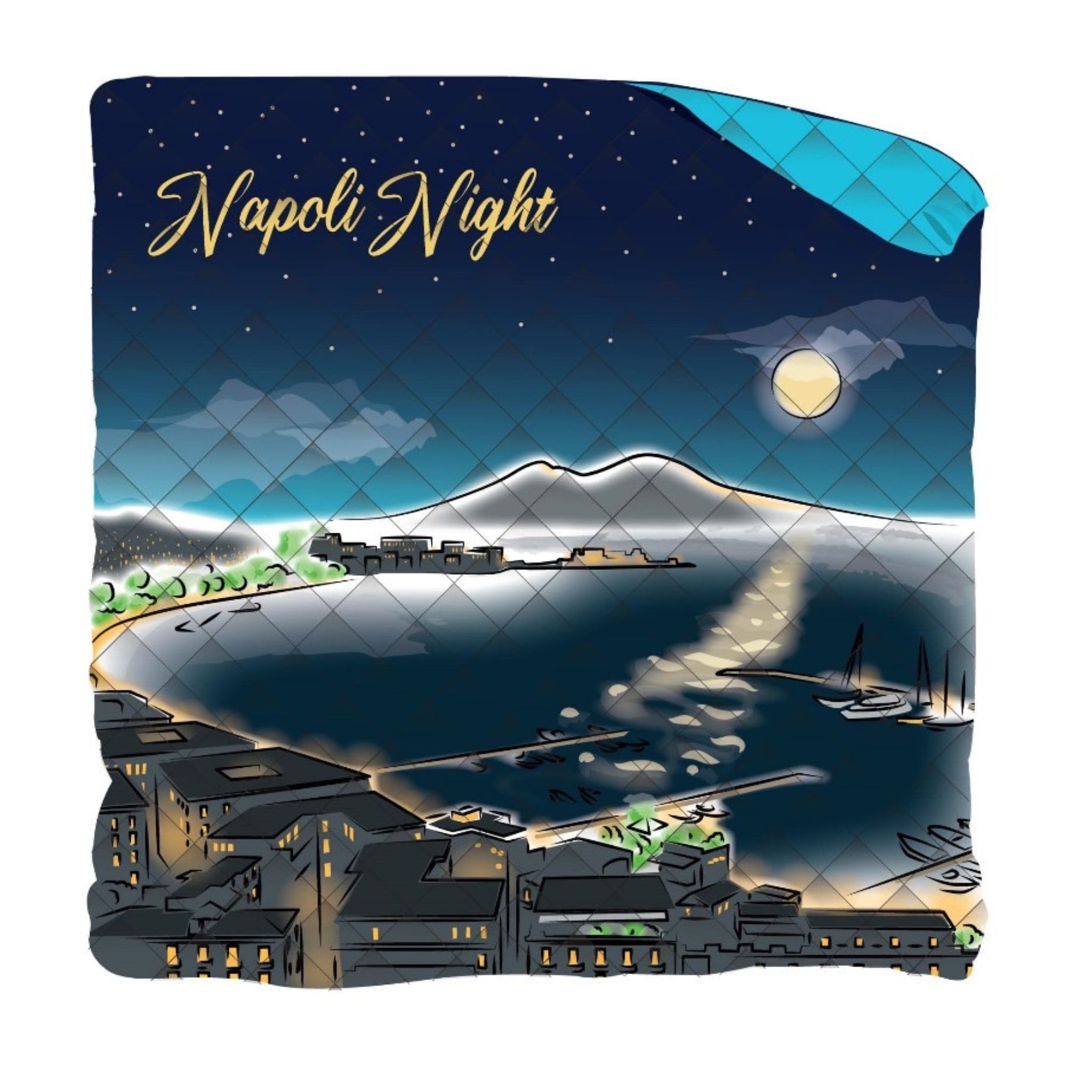 Trapunta 2 Posti Double Face Con Stampa (napoli Day & Night) Abbinabile Con Completo Lenzuola Art. Glonap0972