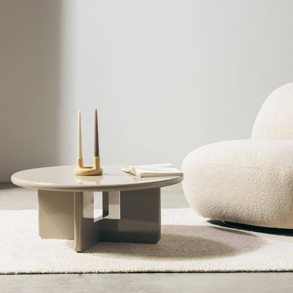 Tavolino da Caffè LARNA 80 cm Beige Lucido