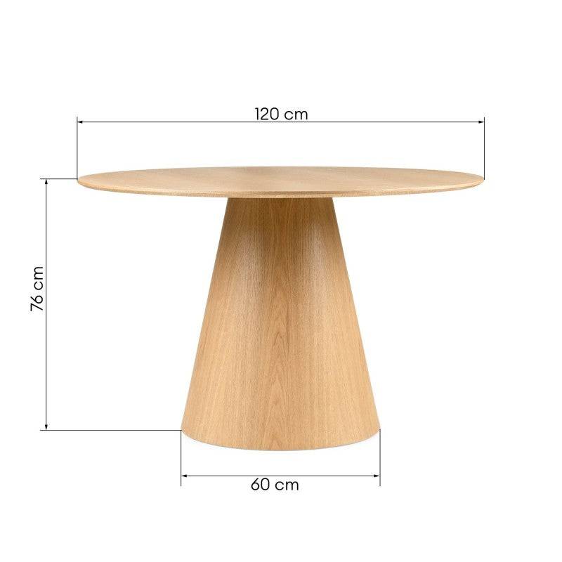 NORAN Tavolo da Pranzo 120 cm Rotondo Naturale
