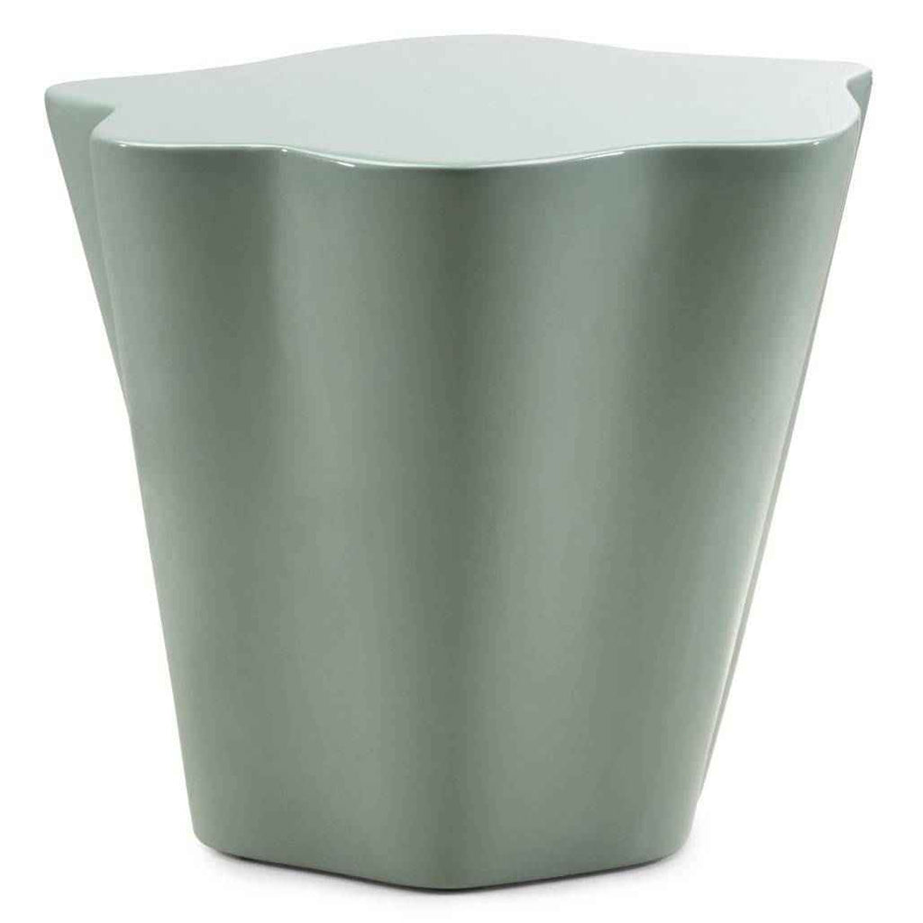 Tavolino 49 cm FIOR, salvia, lucido, forme arrotondate
