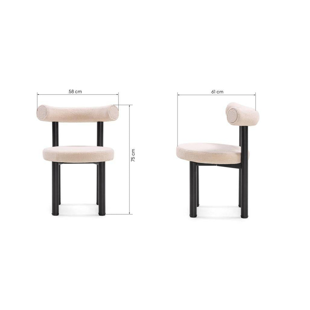Sedia da Pranzo PERER, Beige Bouclé/Gambe Nere
