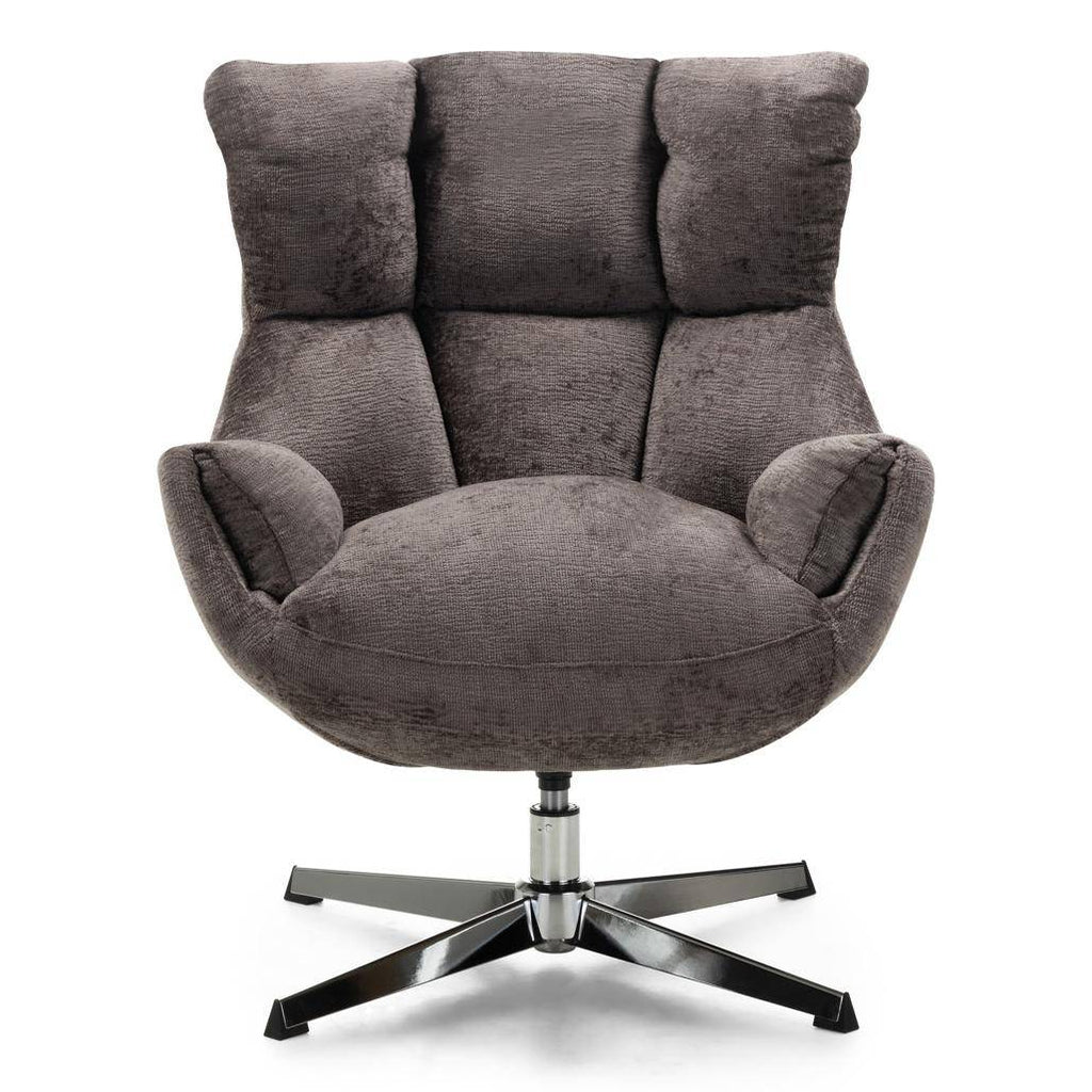 Poltrona girevole LUPIN, tortora/gambe cromate