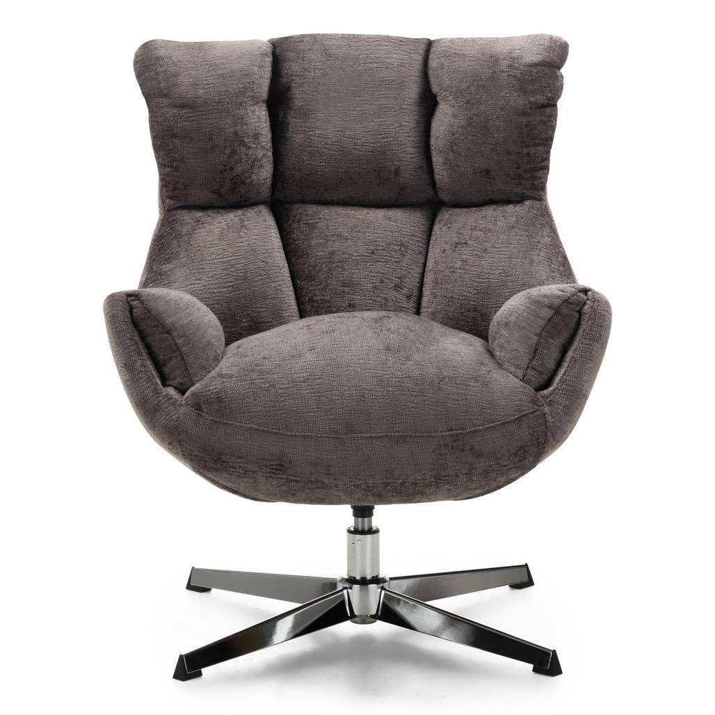 Poltrona girevole LUPIN, tortora/gambe cromate