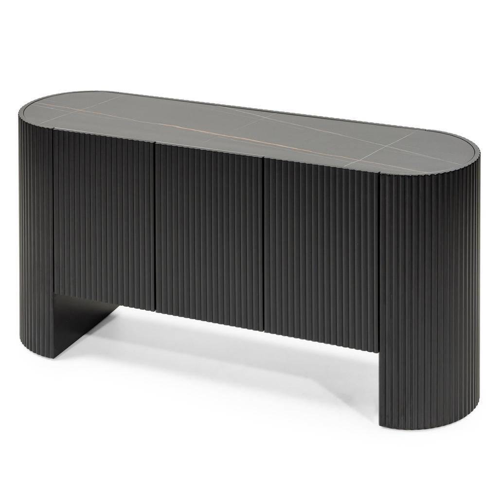 Cassettiera NOIR nero con superficie rigata