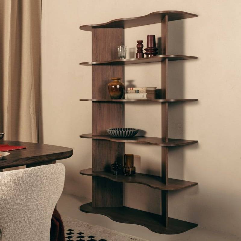 Scaffale RHIO alto noce Villa con bordi ondulati