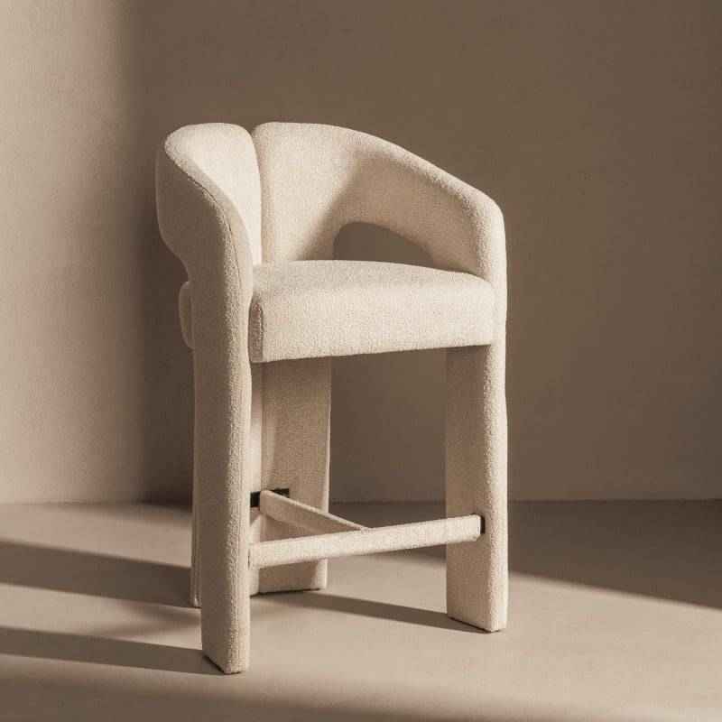 JOEL Sgabello rivestito beige