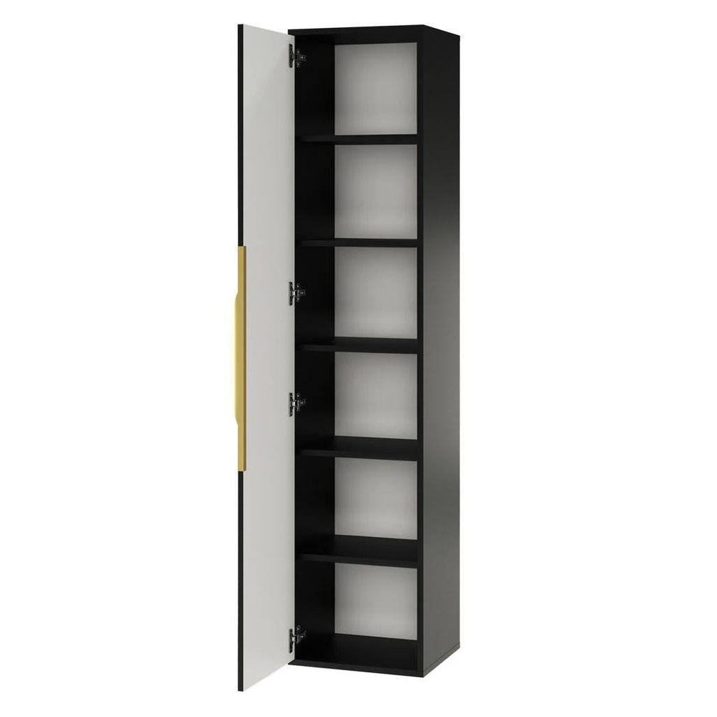 Mobile bagno ANVERS, rigato, maniglia oro, nero