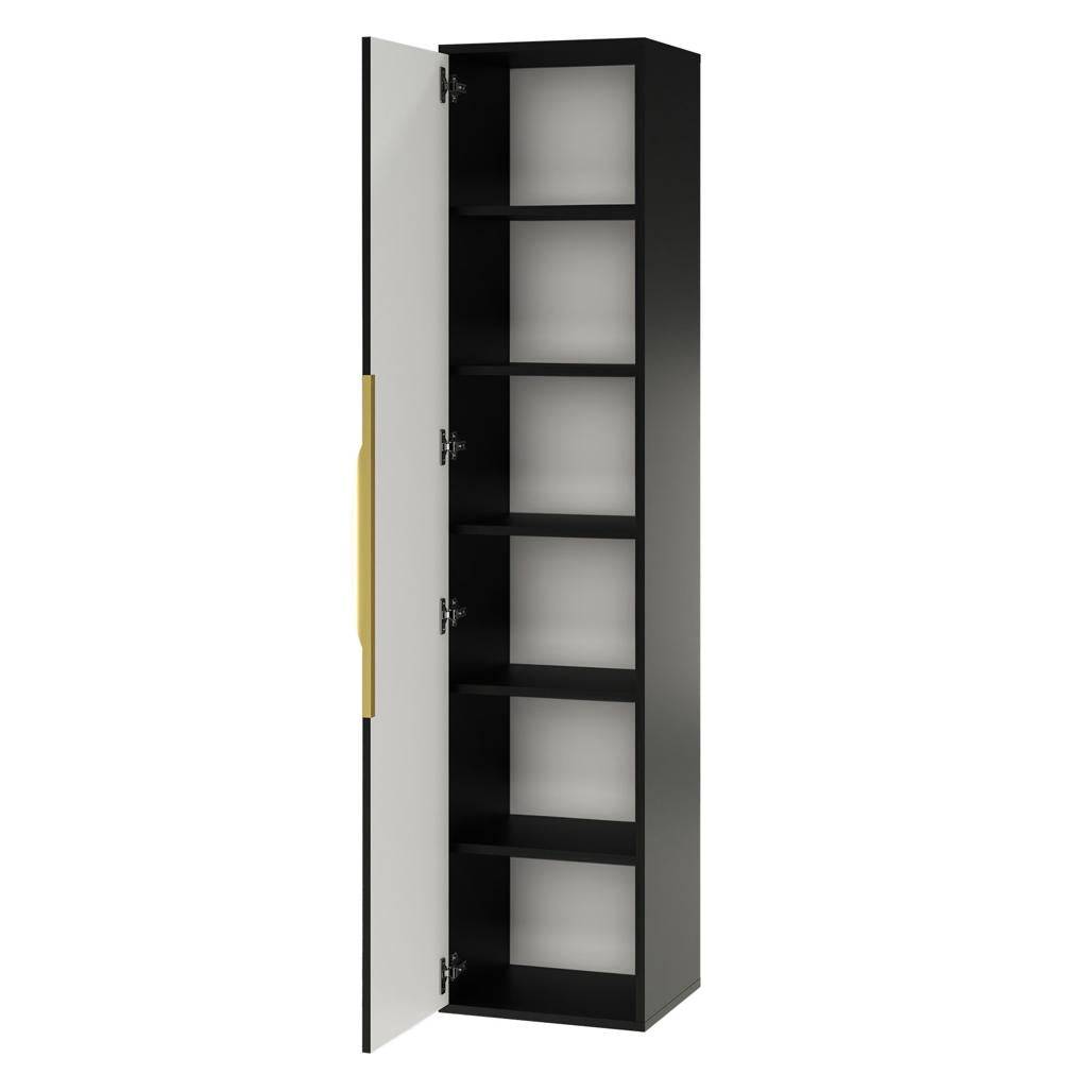 Mobile bagno ANVERS, rigato, maniglia oro, nero