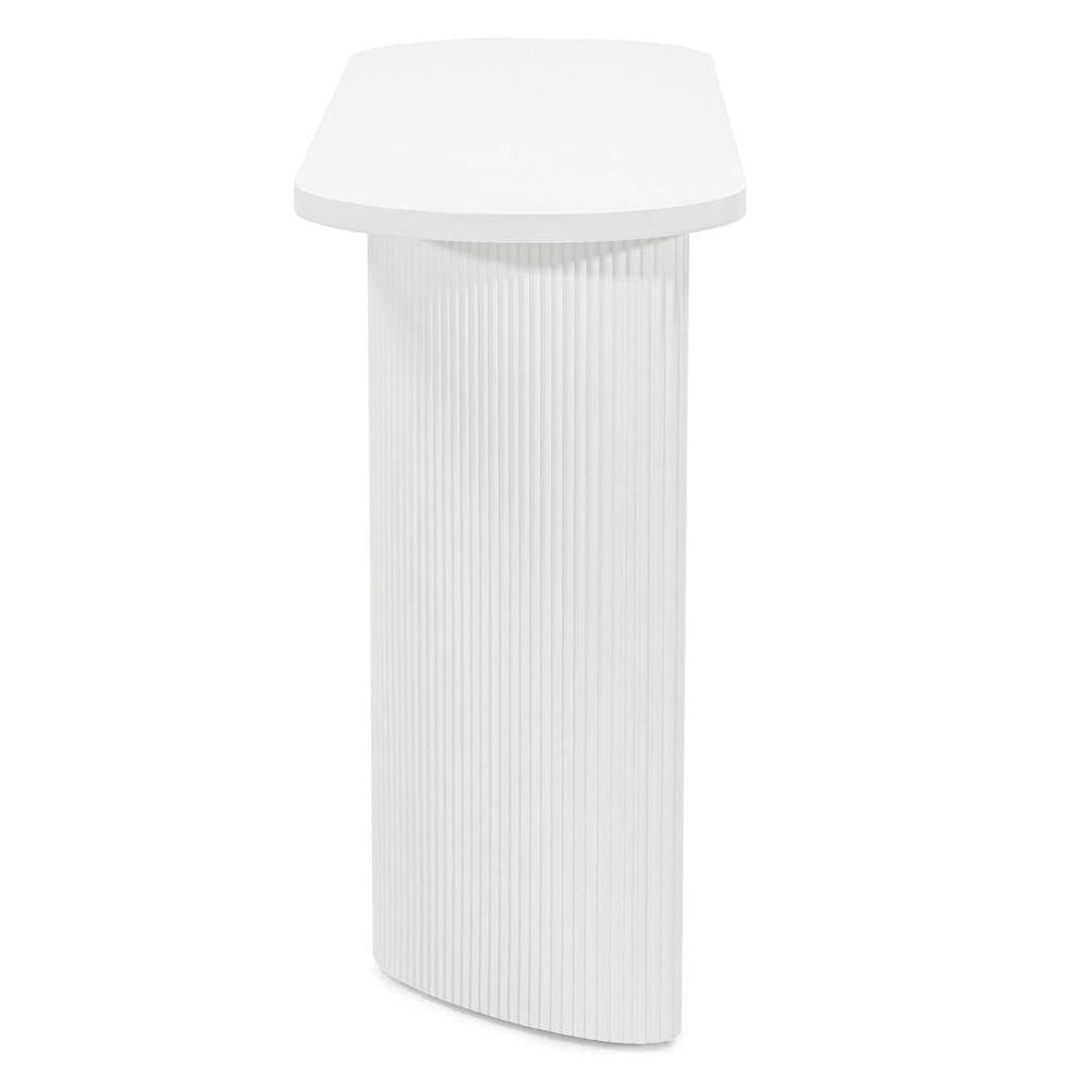 Scrivania/consolle ALREQUIN 140 cm, bianco, gambe lamellari