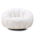 Poltrona girevole LOEL bianca, bouclé, forme arrotondate