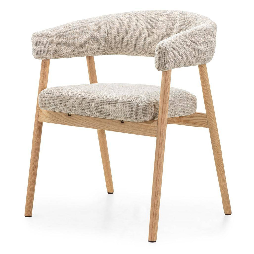 Sedia Imbottita MUE, Beige/Legno di Quercia