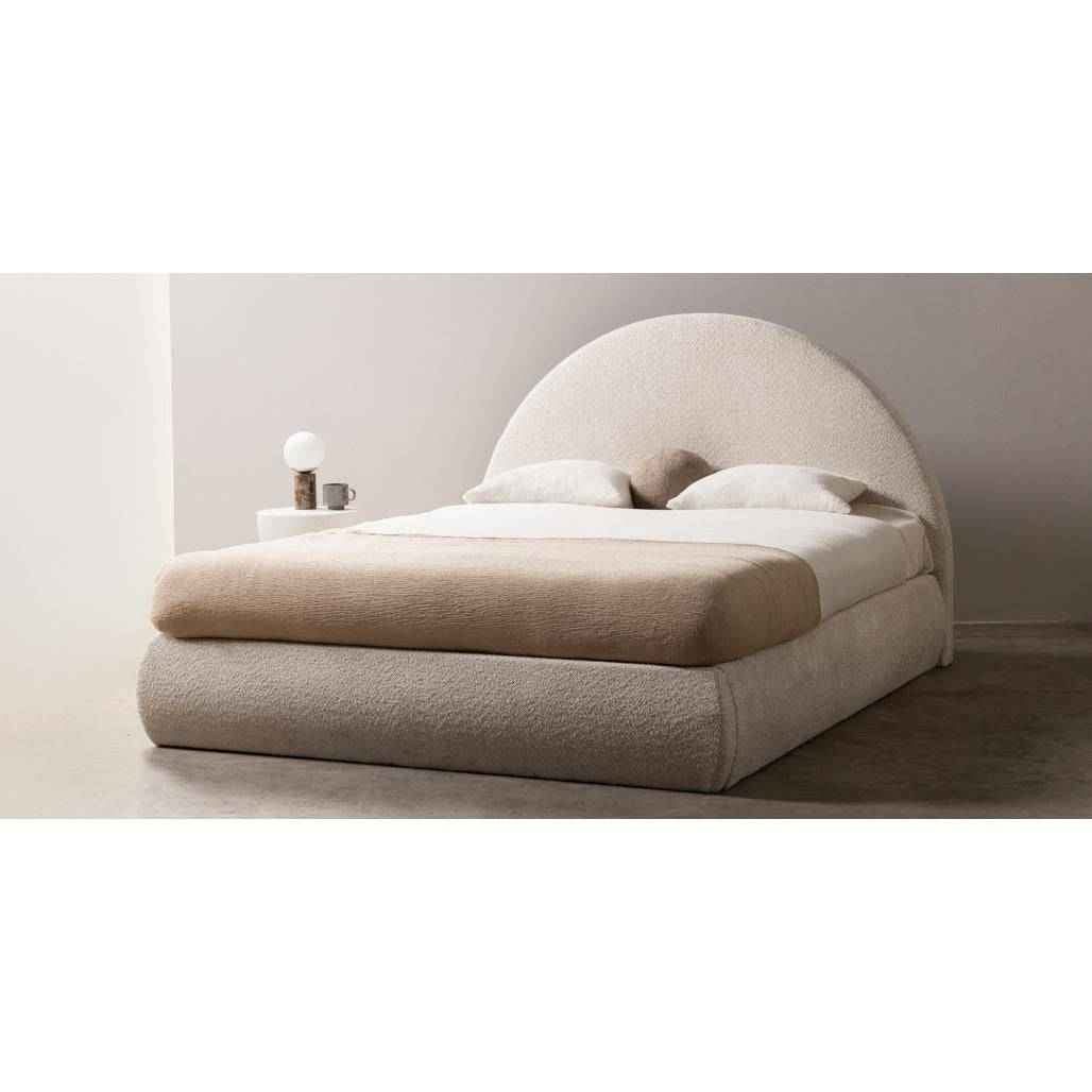 Letto rivestito MIMIQ 160x200 cm, con contenitore, beige