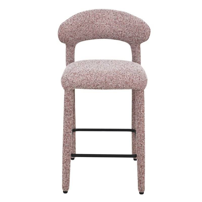 Sgabello imbottito IROKI, beige e borgogna mélange