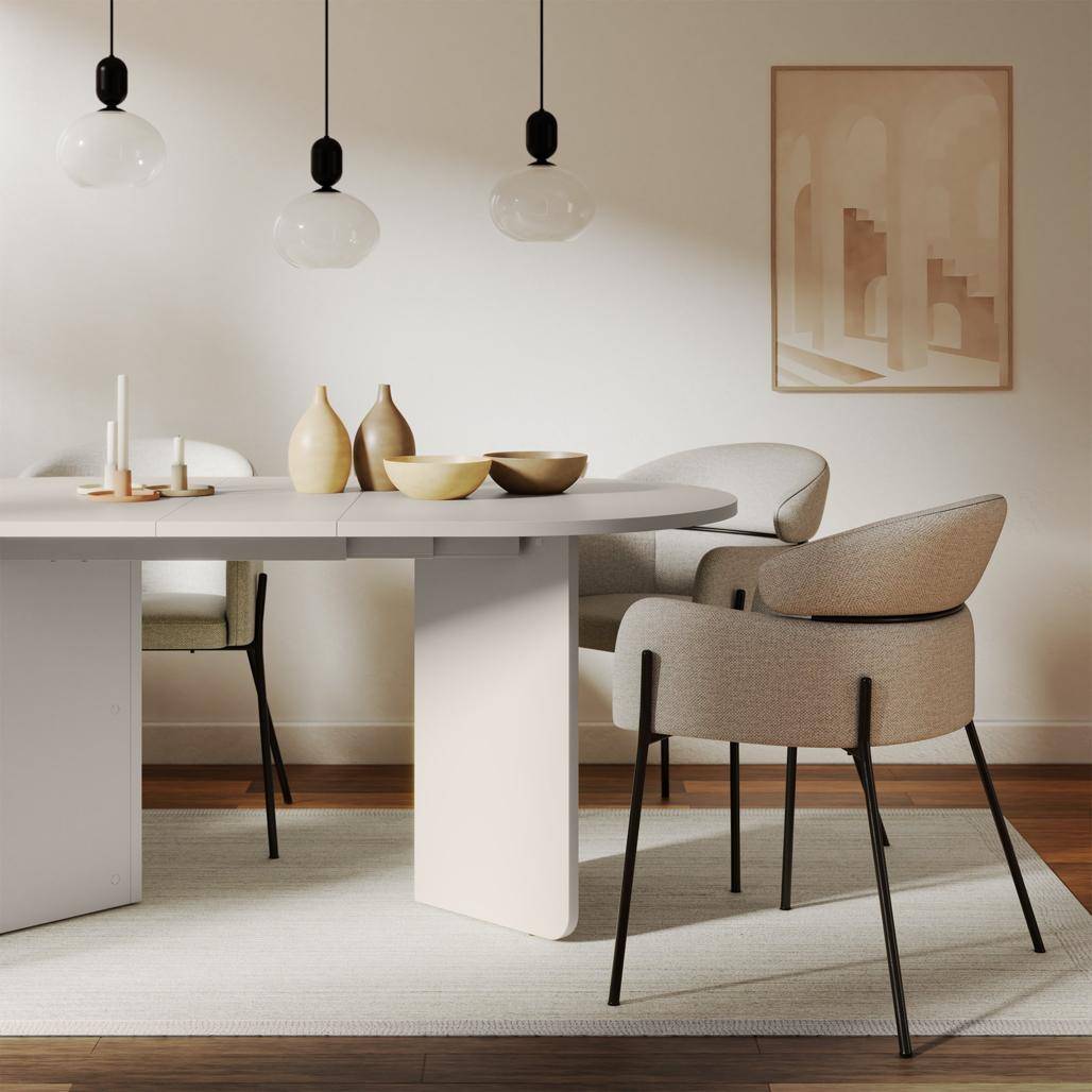 Tavolo estensibile MADERICK 140-200 cm, ovale, cashmere