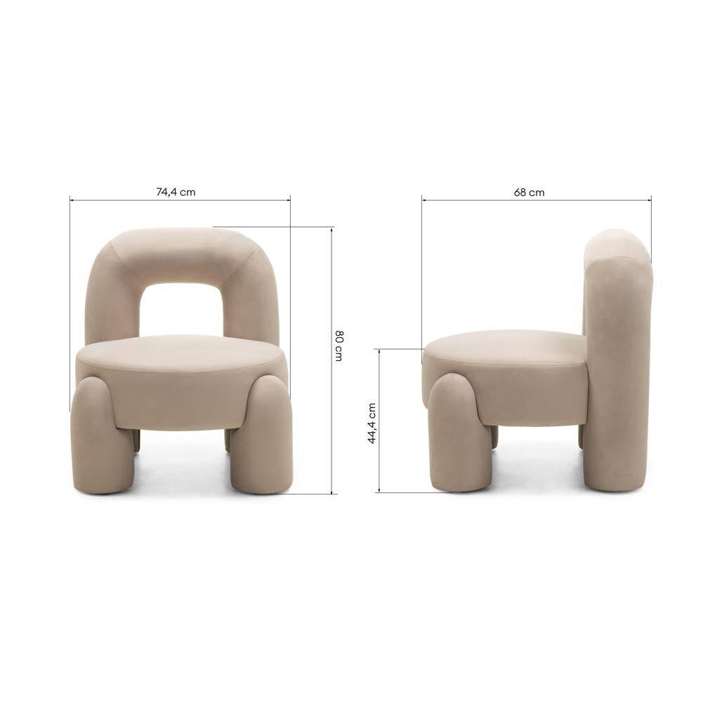 Poltrona lounge LUCCA velluto beige chiaro