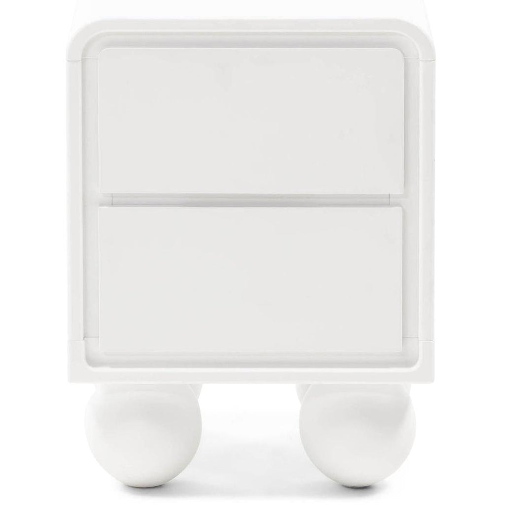 Comodino NORI bianco con gambe sferiche