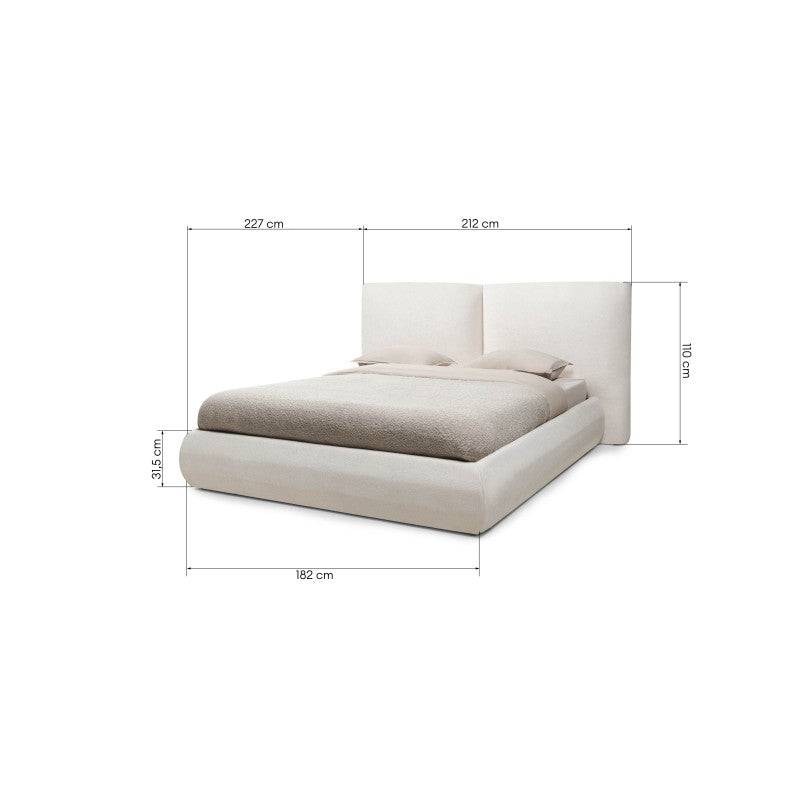 UNAR Letto imbottito 160x200 cm con contenitore beige