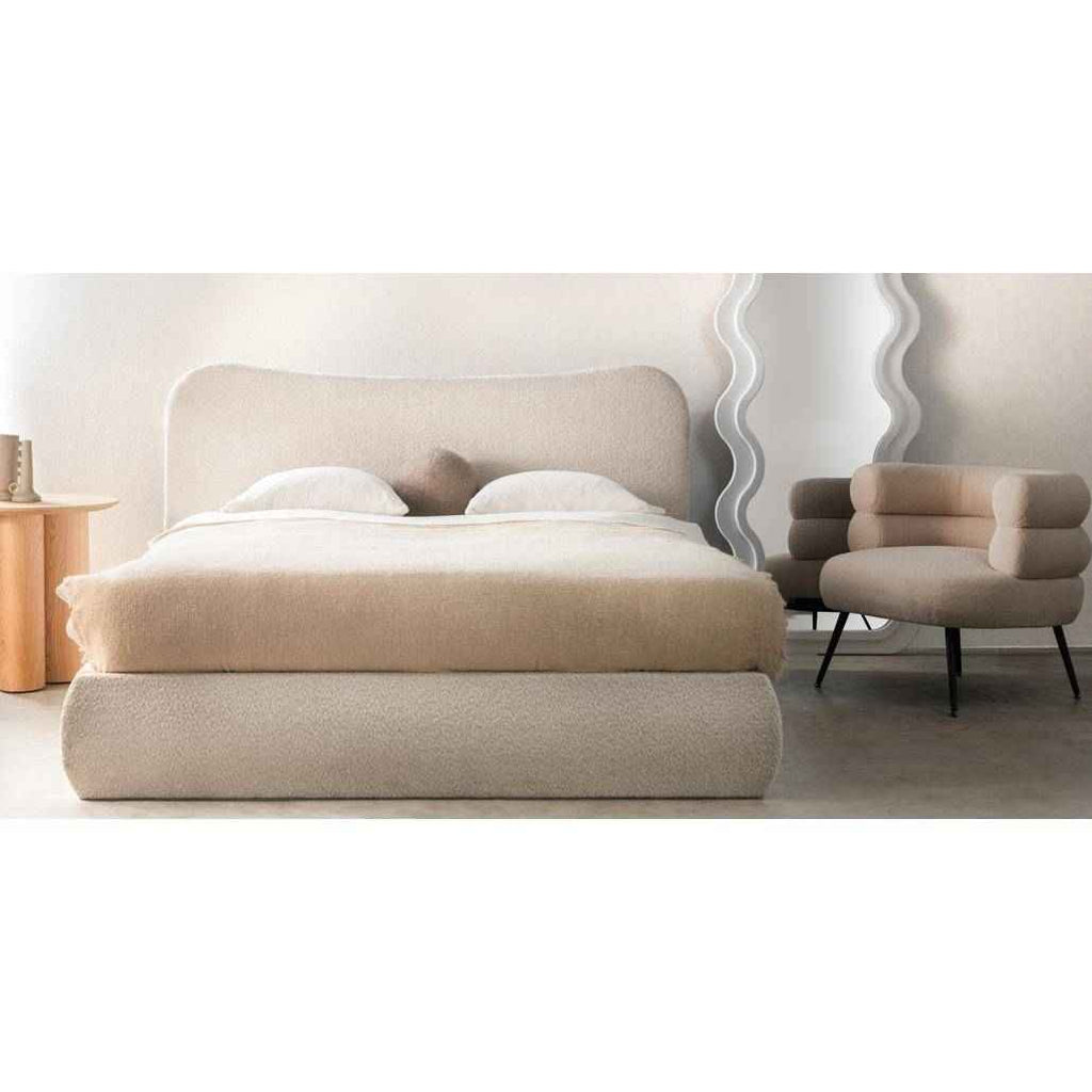 Letto imbottito DOMINIQUE 140x200 cm, beige