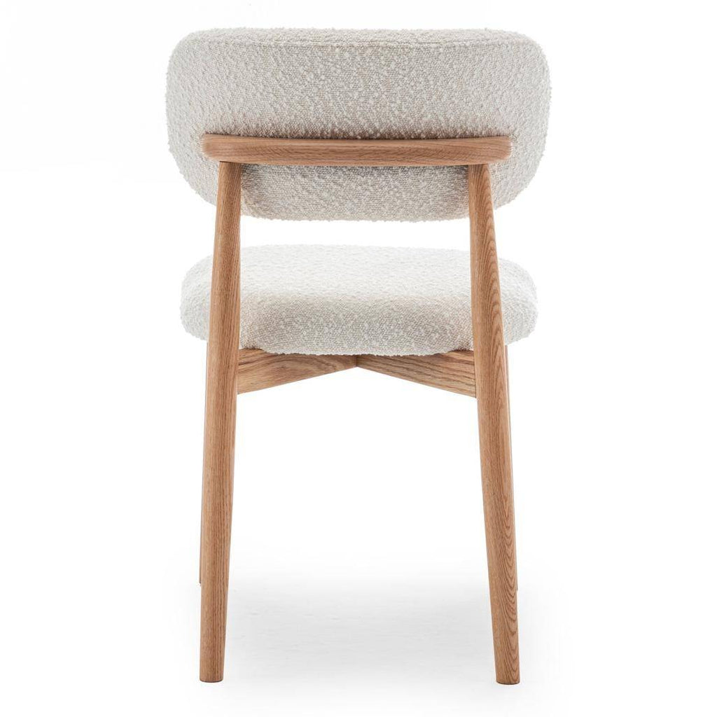 Sedia rivestita MIA, bianco, bouclé/rovere