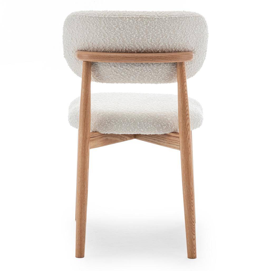 Sedia rivestita MIA, bianco, bouclé/rovere