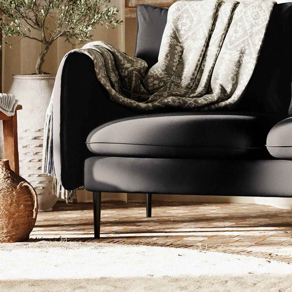 Divano Angolare POSH P Nero - Acciaio