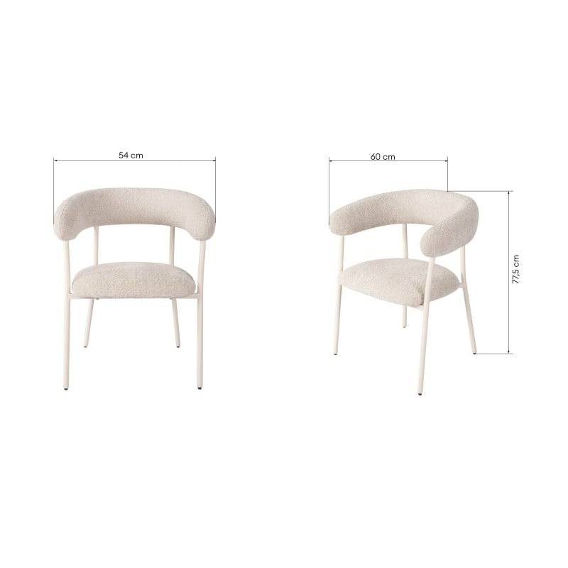 Sedia MALUA rivestita beige con gambe bianche