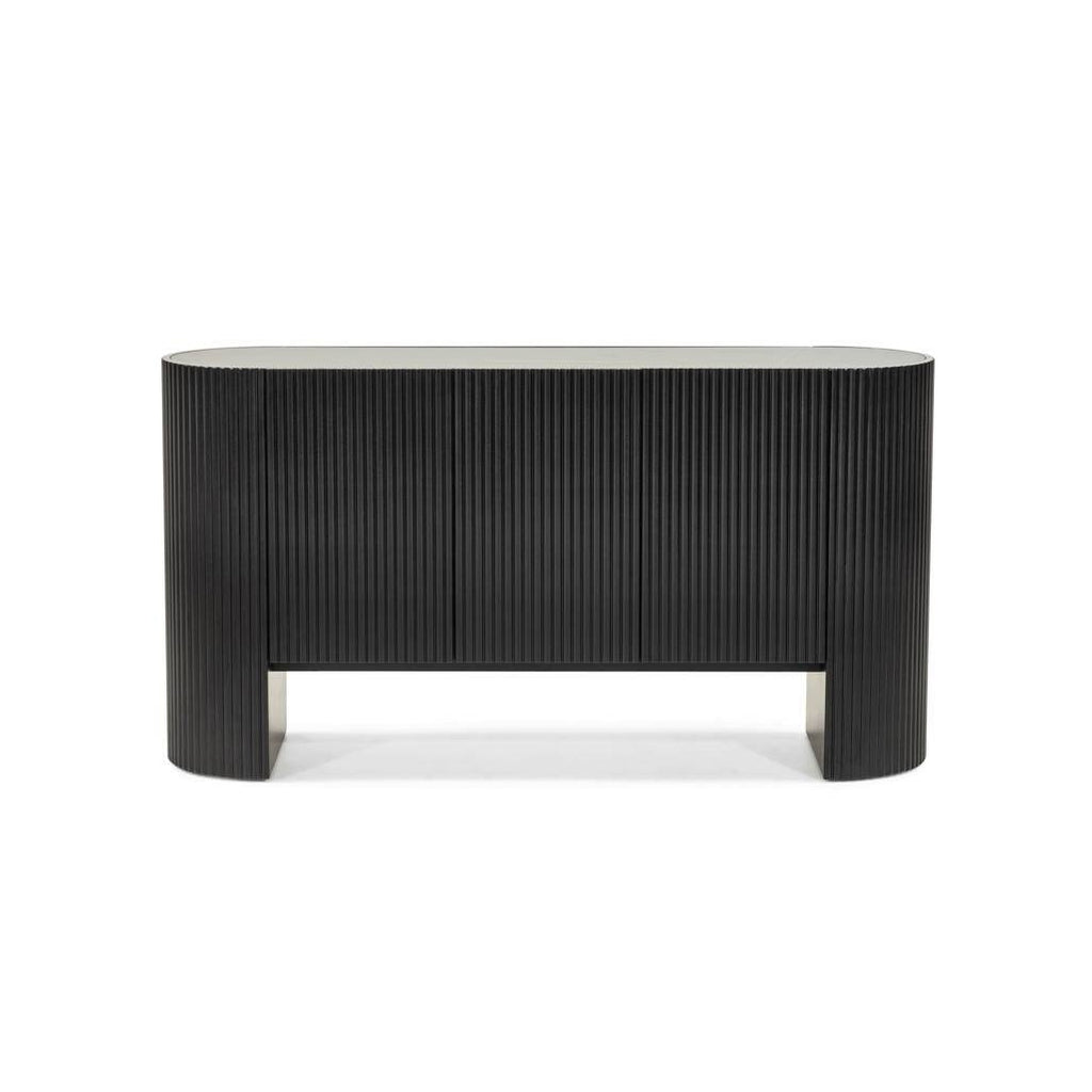 Cassettiera NOIR nero con superficie rigata