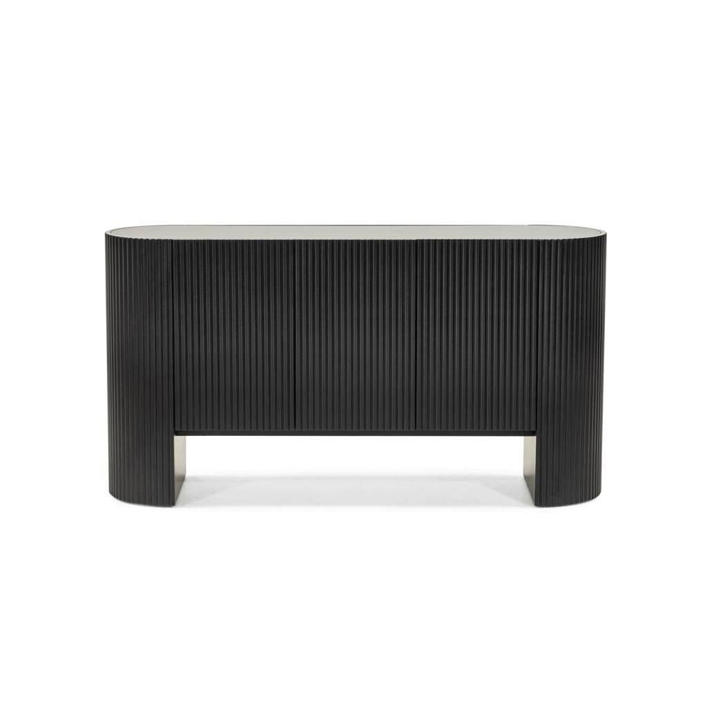 Cassettiera NOIR nero con superficie rigata