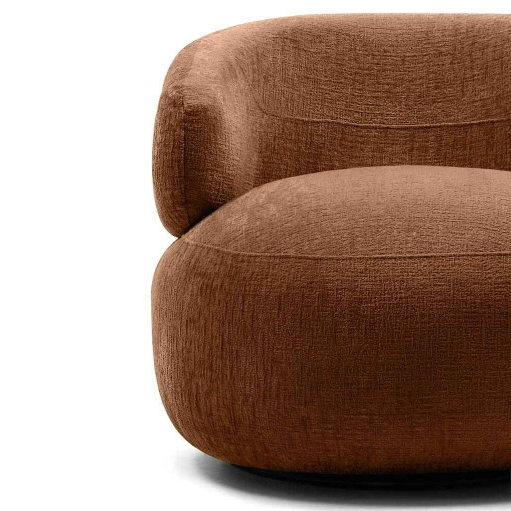 Poltrona girevole ORIEL, rame, forme arrotondate