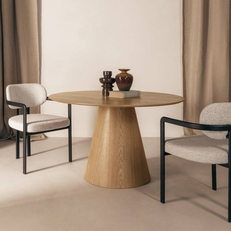 NORAN Tavolo da Pranzo 120 cm Rotondo Naturale