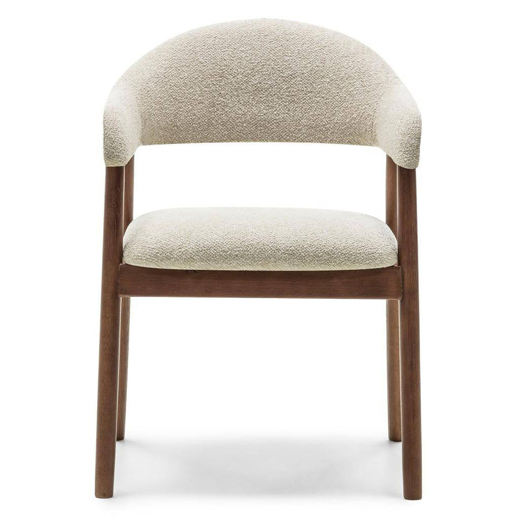 Sedia Imbottita LARIS Beige Bouclé/Noce