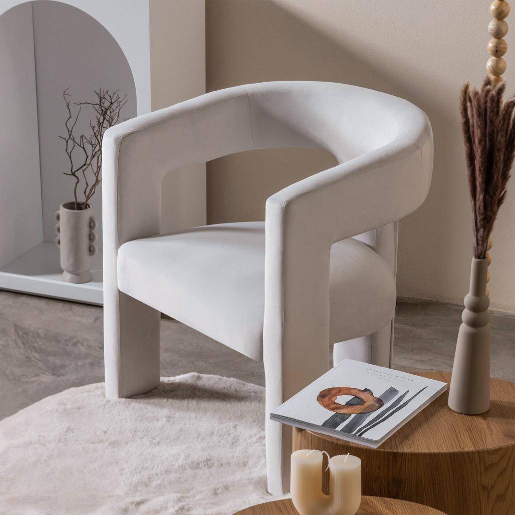 Poltrona Lounge LAUREN VELVET, velluto beige
