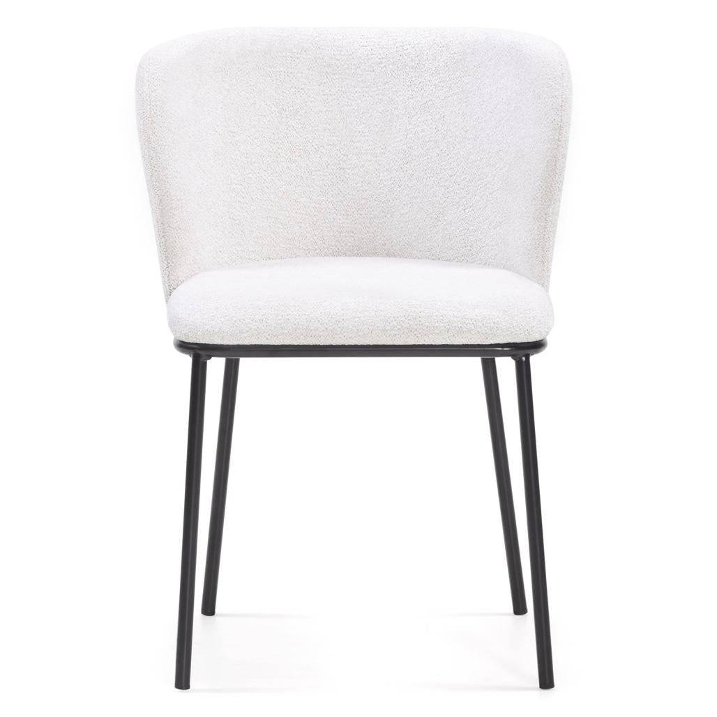 Sedia da Pranzo NIKA, Ecru con Gambe Nere