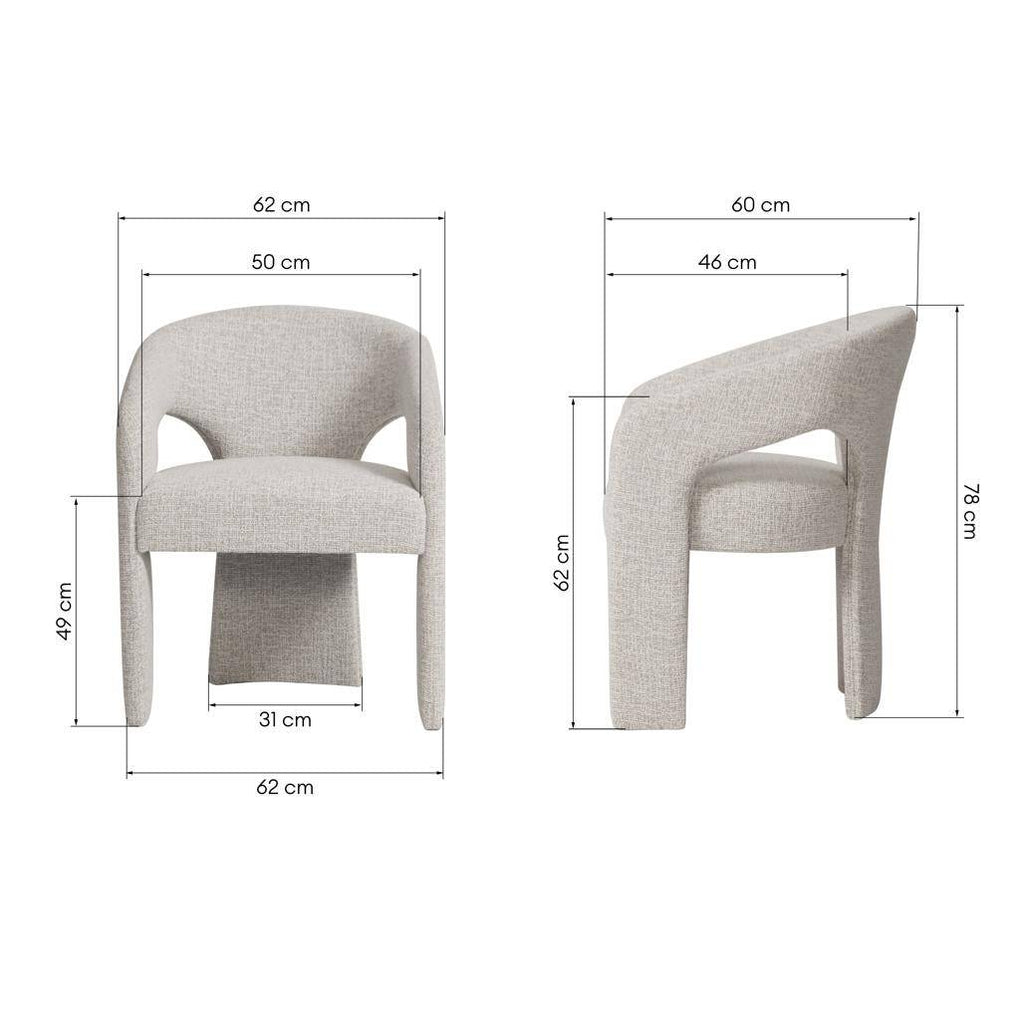 Sedia imbottita NAURINE, beige e crema