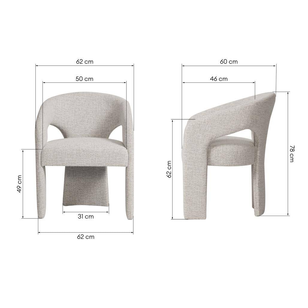 Sedia imbottita NAURINE, beige e crema