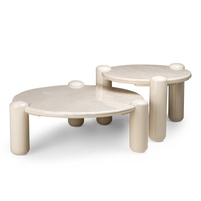 NORREL Tavolino da Caffè 66 cm, Beige Chiaro/Marmo