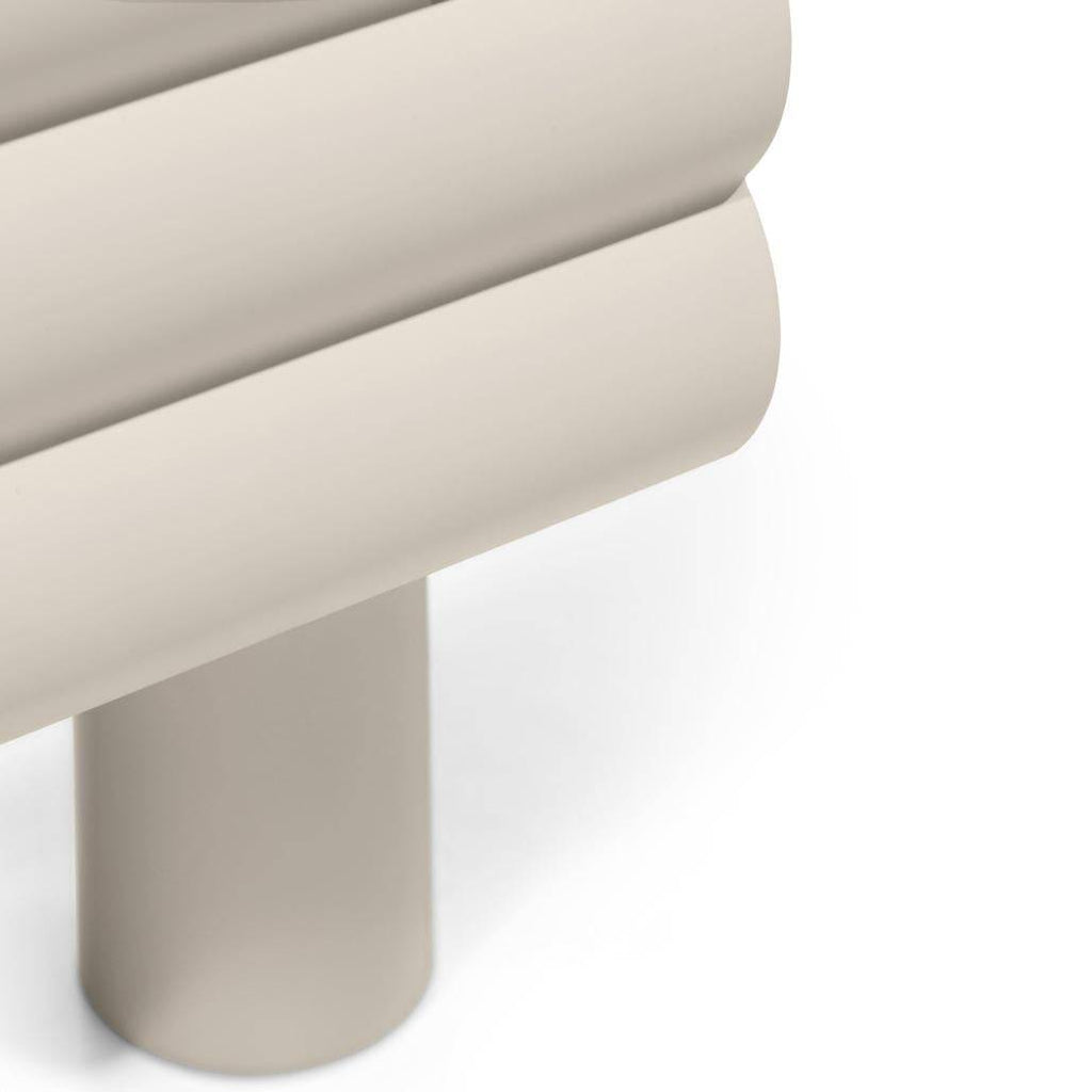 Mobile TV LUEL, righe decorative, beige, forme arrotondate