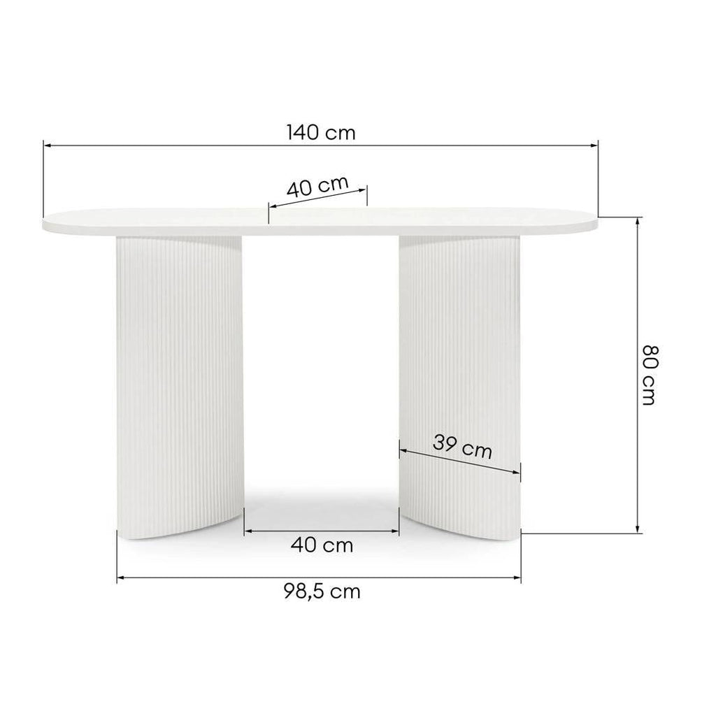 Scrivania/consolle ALREQUIN 140 cm, bianco, gambe lamellari