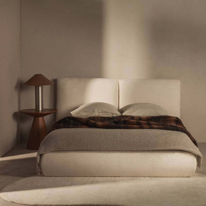 UNAR Letto imbottito 160x200 cm con contenitore beige