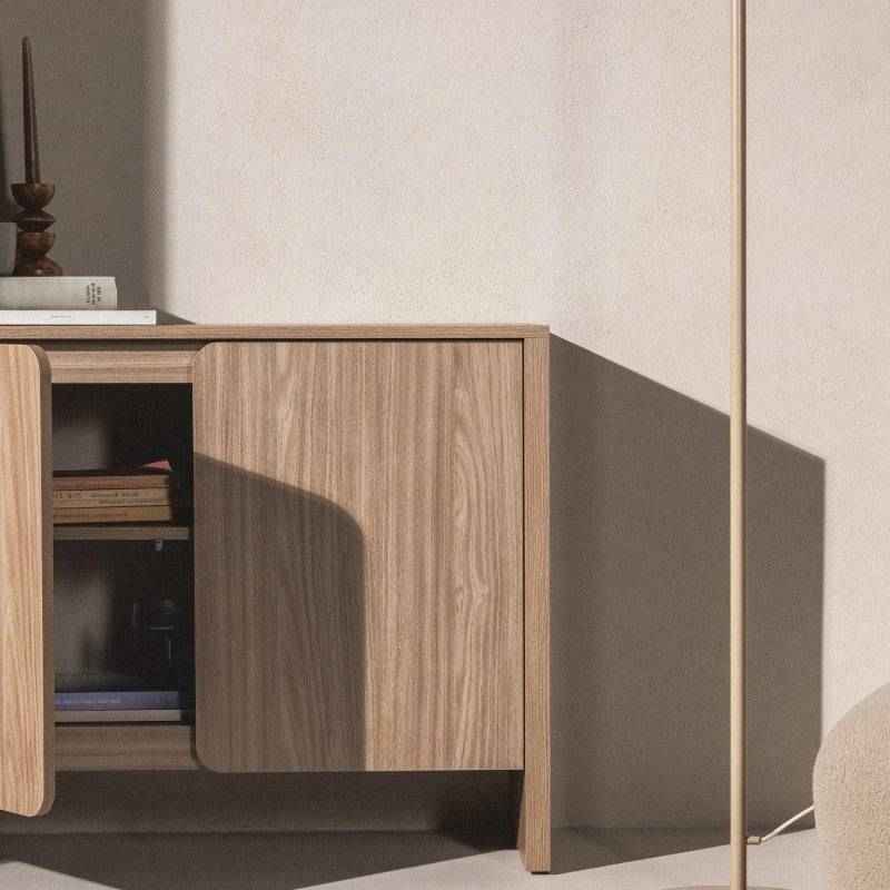 Cassettiera OKU a due ante, rovere perlato