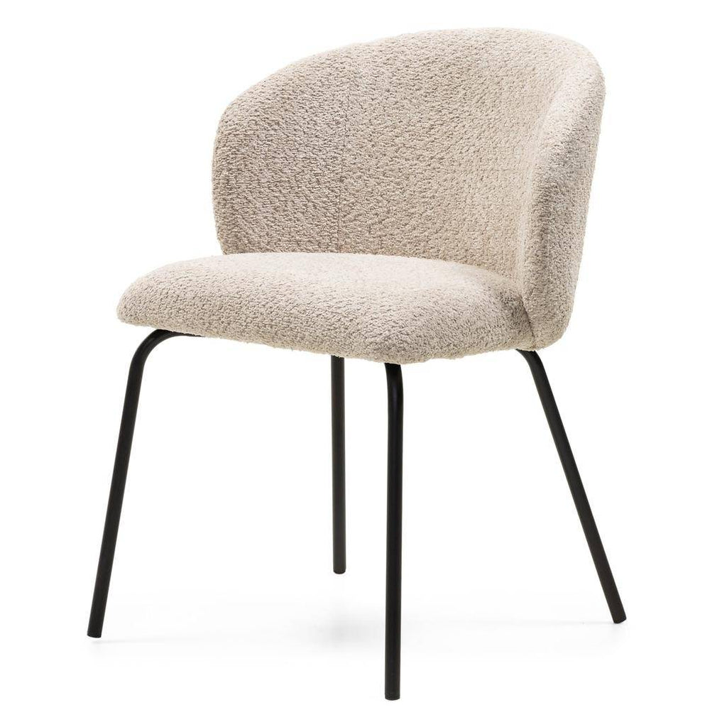 Sedia da pranzo LUEUR, beige, gambe nere