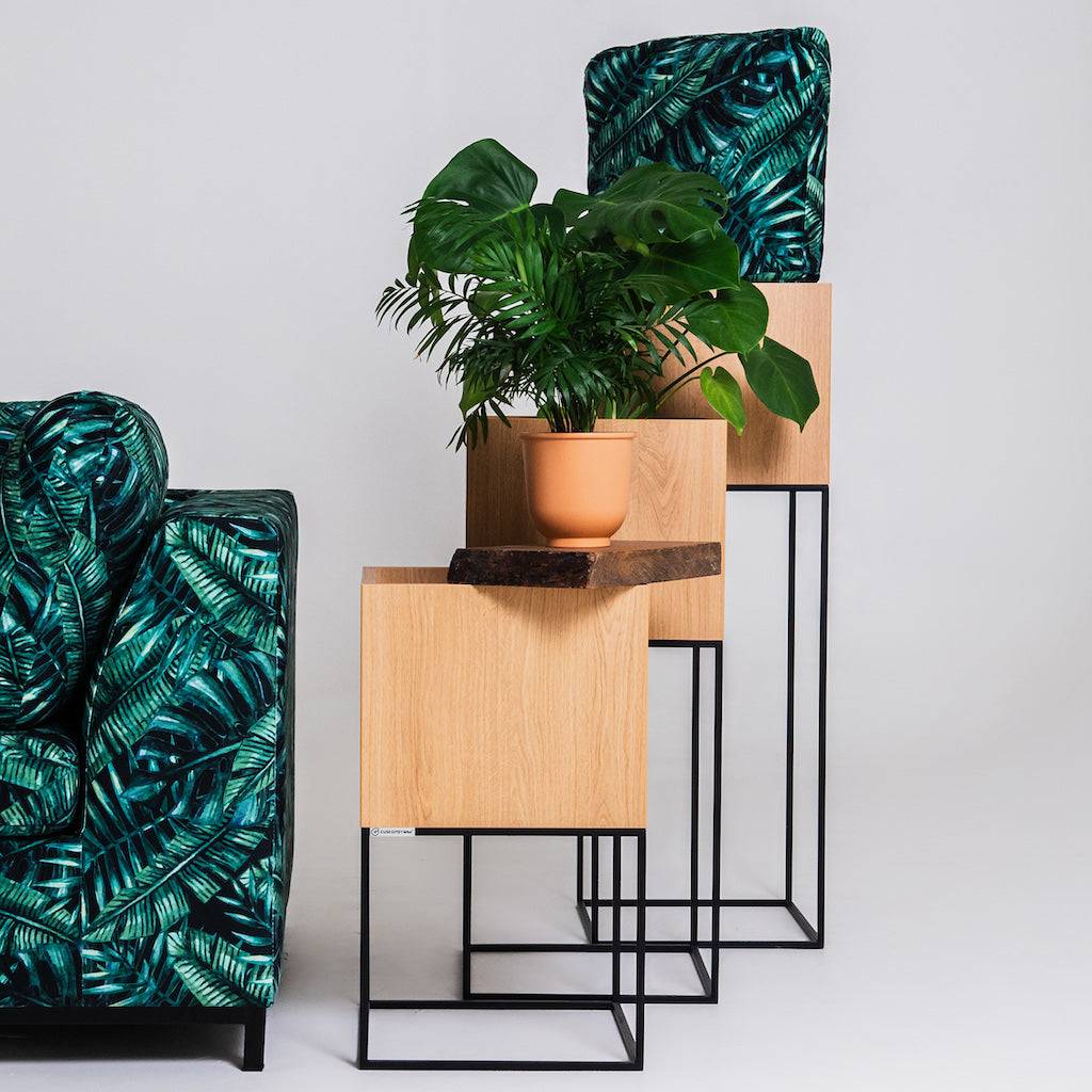 Vaso Flowerpot PALMUS METAL 80x35x35 - Naturale e Nero