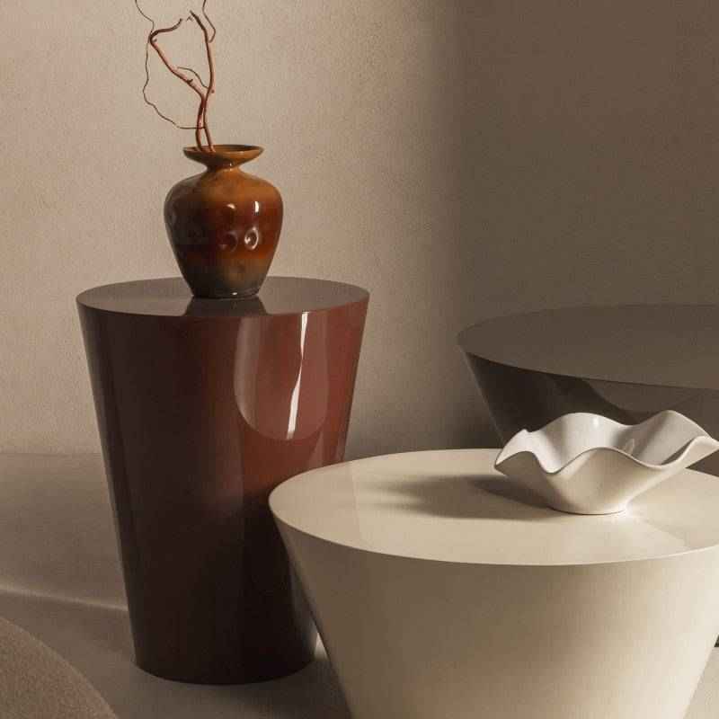 Tavolino ELISSA Ø60 cm, bianco crema, lucido