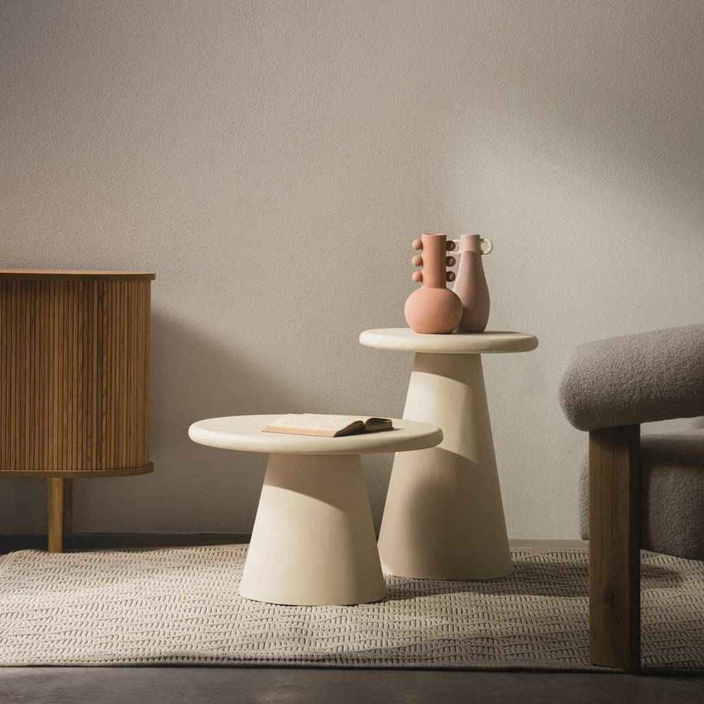 Tavolino da caffè MESTRE 60 cm, rotondo, beige, microcemento