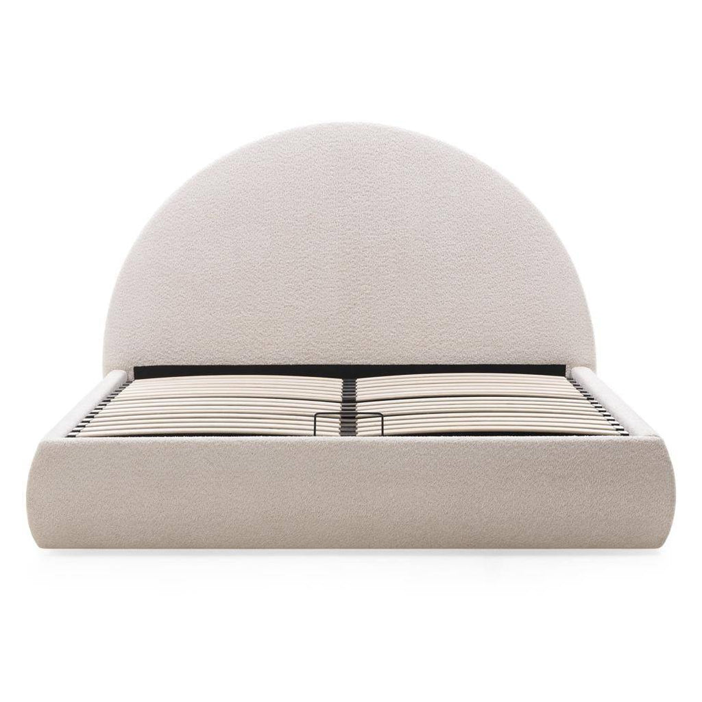 Letto Imbottito MIMIQ 140x200 cm Beige con Testata Arrotondata