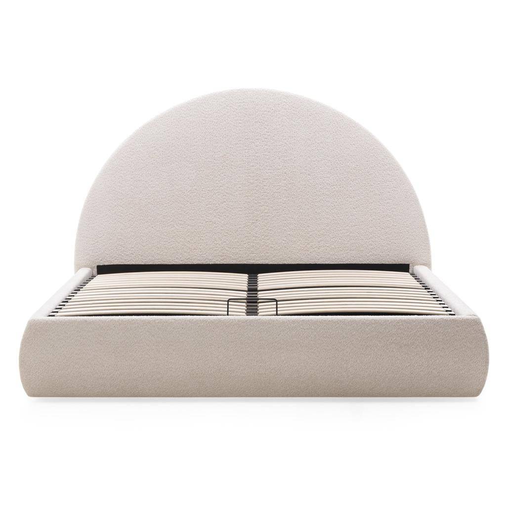 Letto Imbottito MIMIQ 140x200 cm Beige con Testata Arrotondata